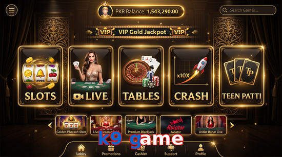 Main screen of K9 Game casino page for PK players